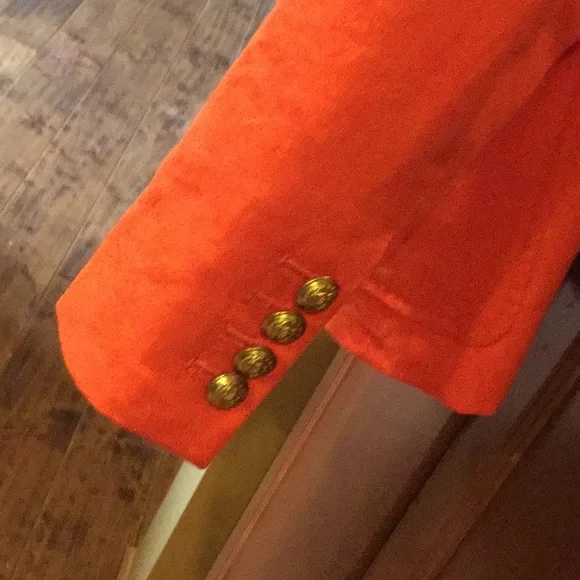 J crew linen blazer bright orange Kentucky derby equestrian horse cowgirl festiv - Picture 7 of 12